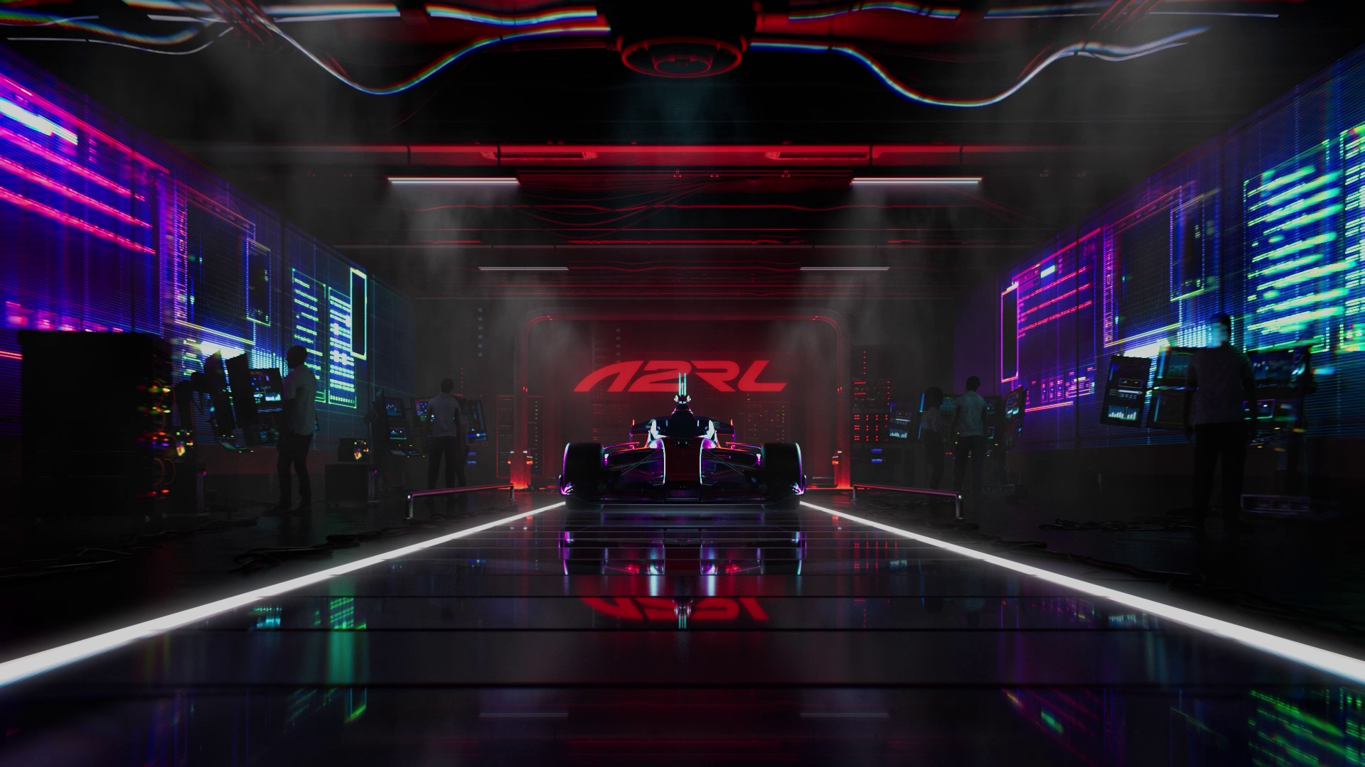 Autonomous race car in a control room environment