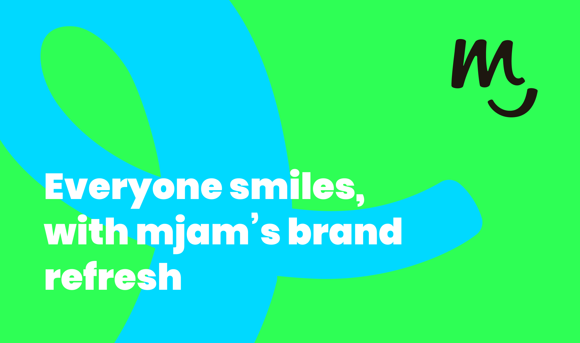 mjam brand refresh artwork with the words Everyone smiles, with mjam’s brand refresh