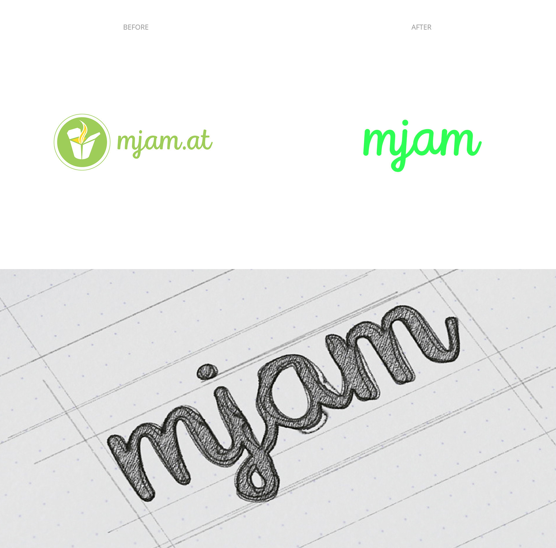 mjam logo refresh sketches and identity development