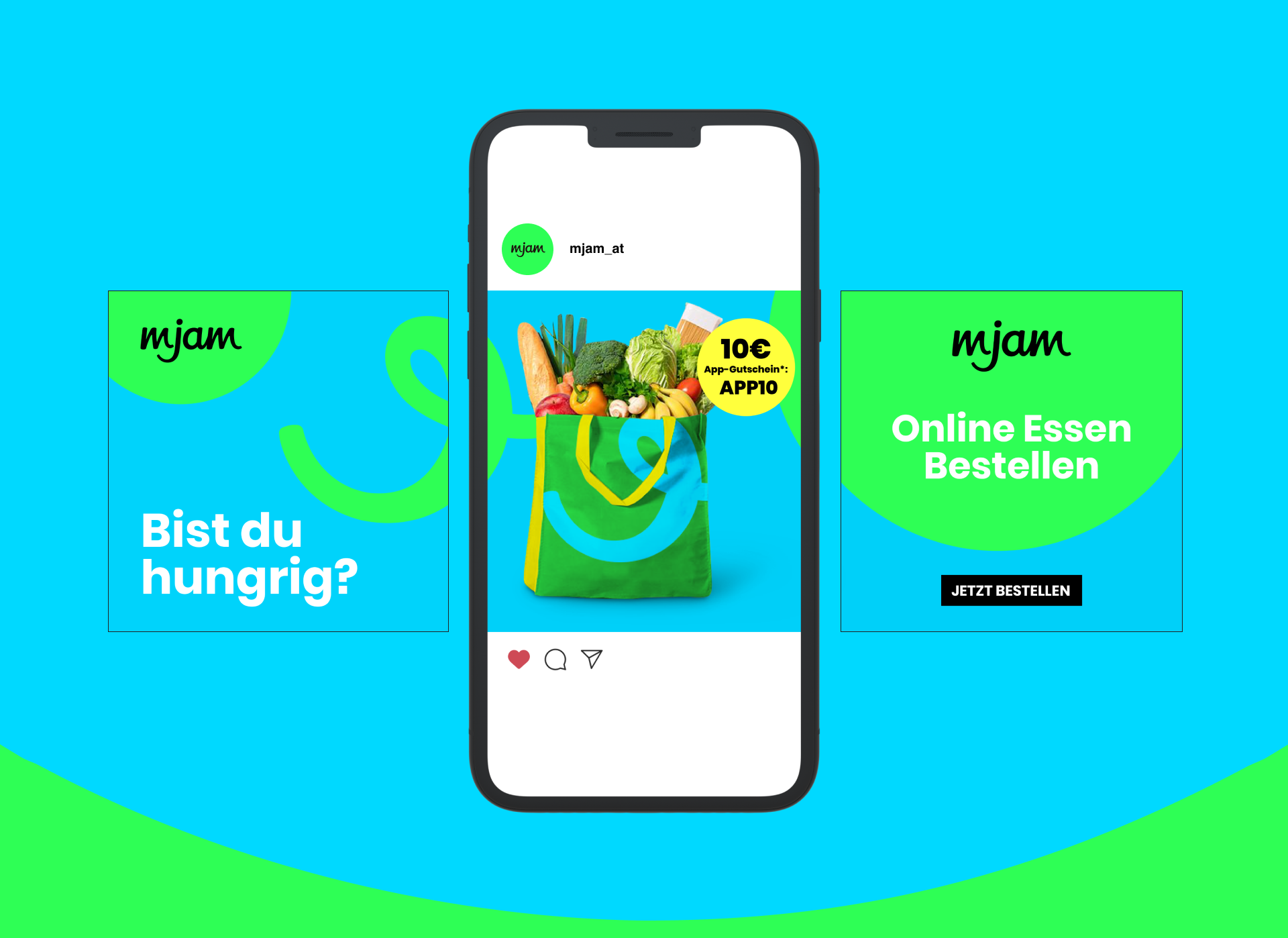 mjam social and digital campaign shown across mobile screens