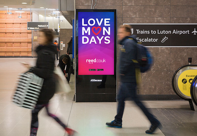 Love Mondays digital poster in a London Underground station