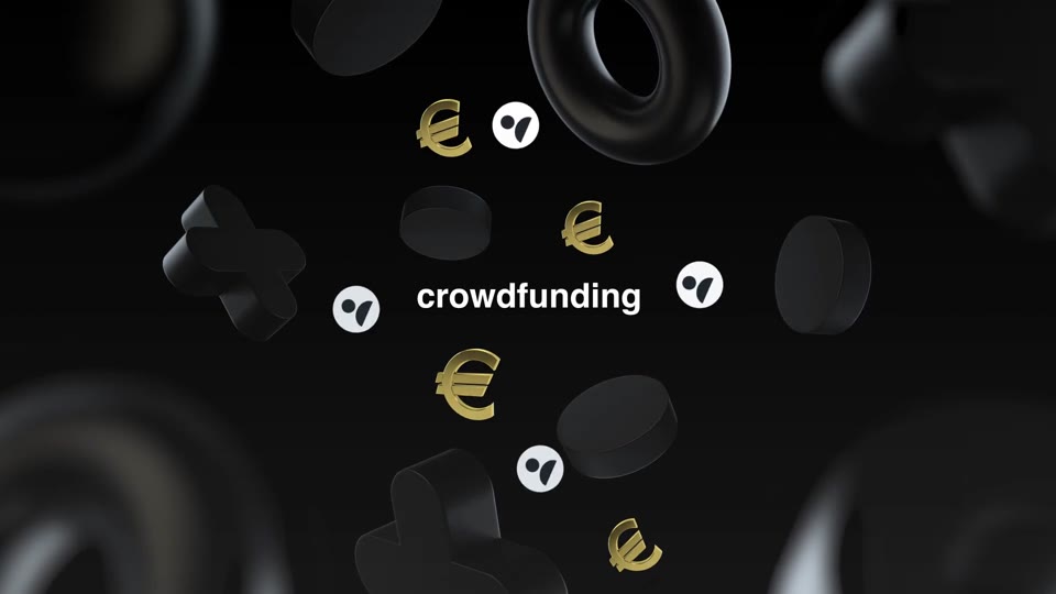 Ideafund motion graphic with Revolut tokens and crowdfunding