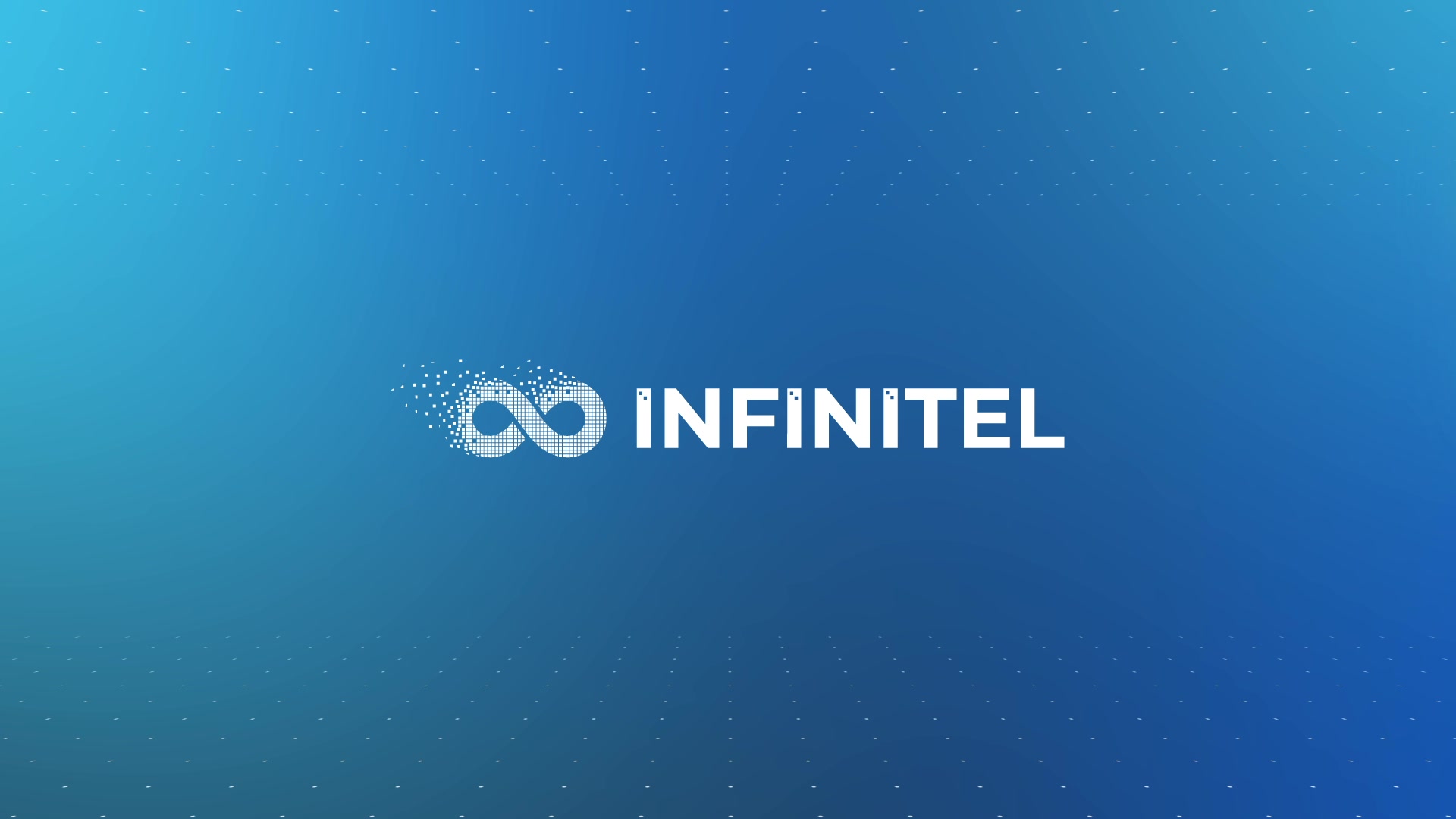 Infinitel logo on a blue animated background