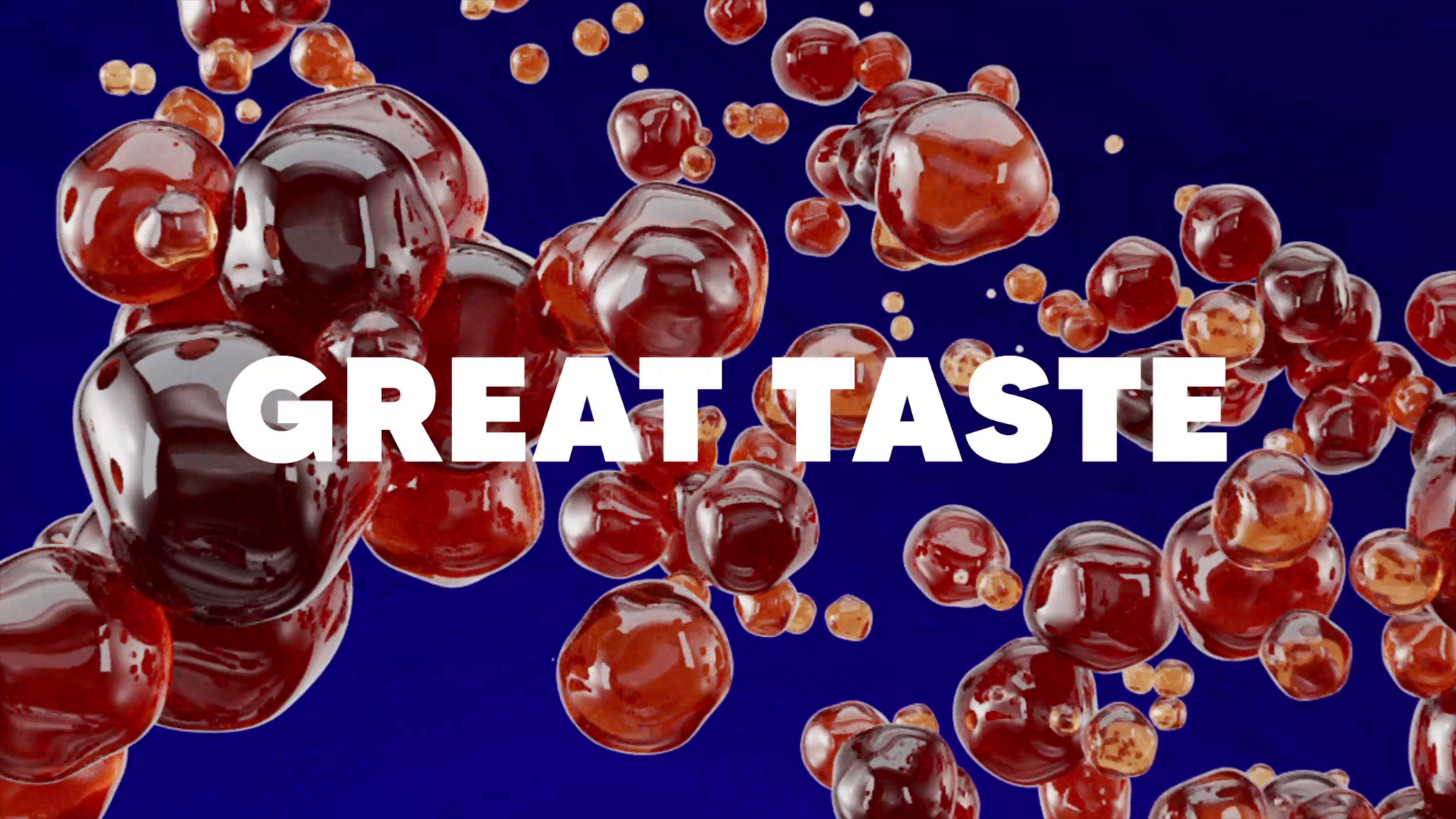 Great Taste typography surrounded by cola bubbles