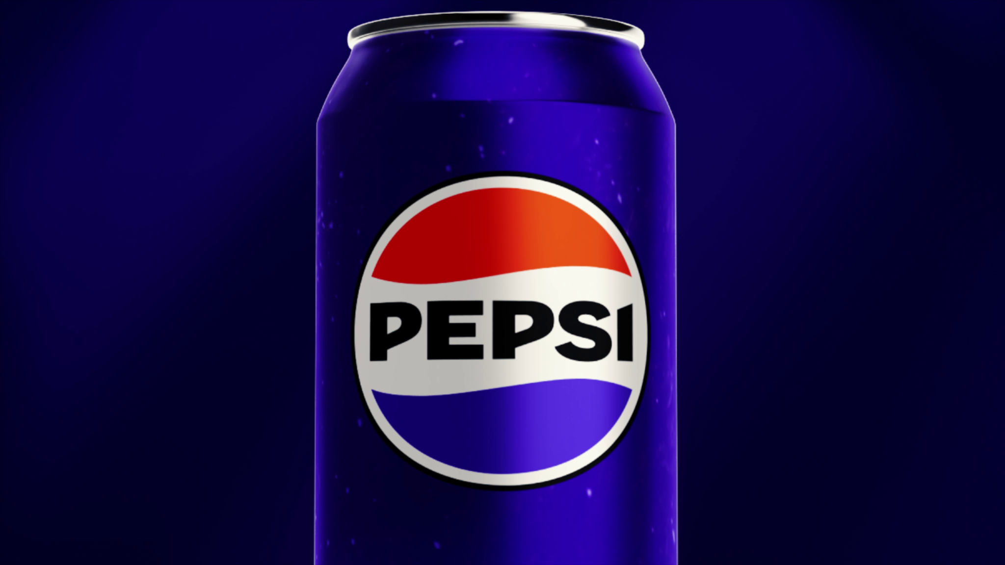Pepsi can product frame on a deep blue background